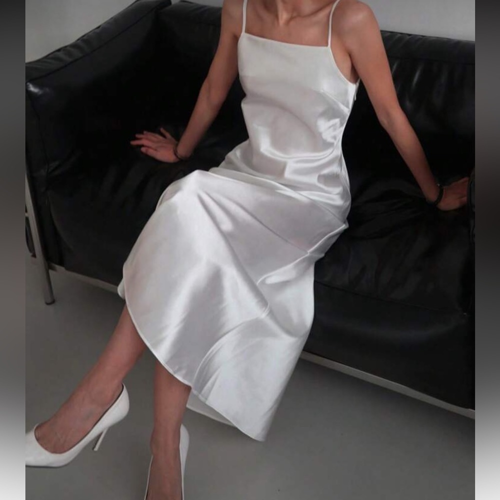 Elegant White Satin Slip Maxi Dress